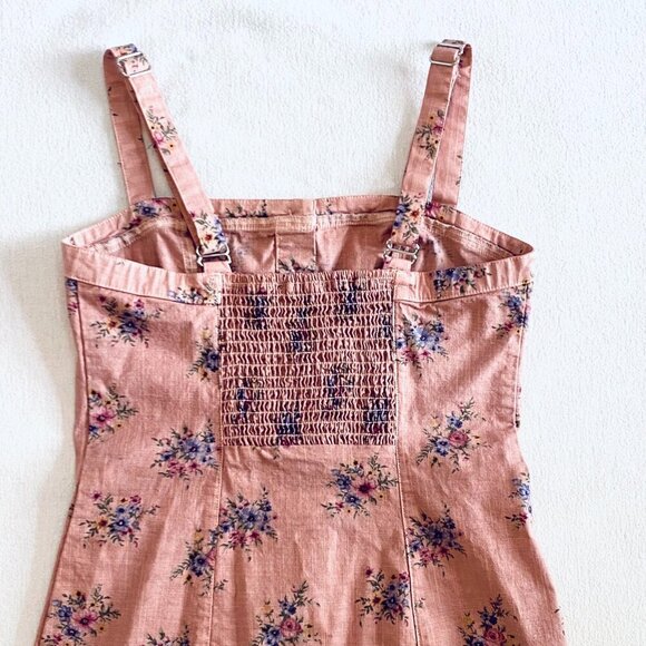 Forever 21 pink floral mini dress Womens Small stretch retro flowers body con - Picture 7 of 10
